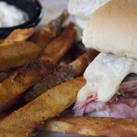 Cuban Sandwich and fries at Quintessential - close up