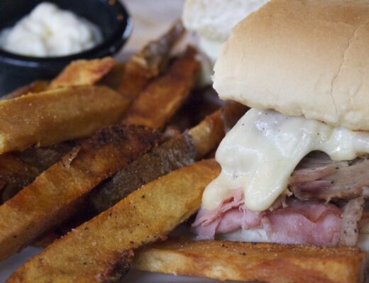 Cuban Sandwich and fries at Quintessential - close up