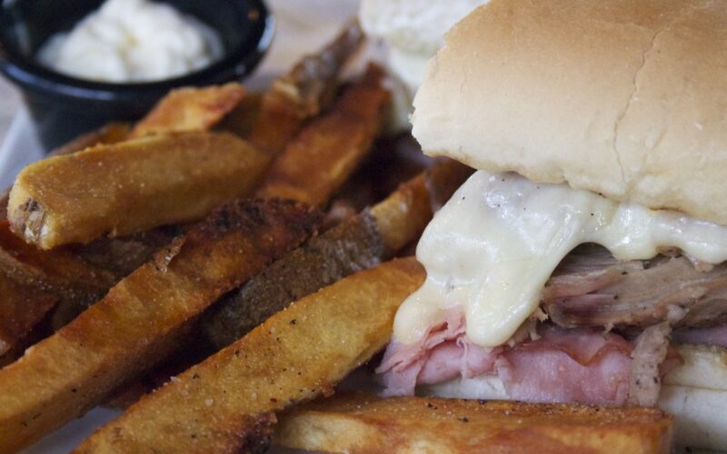 Cuban Sandwich and fries at Quintessential - close up